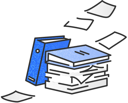 山積みの書類のイラスト